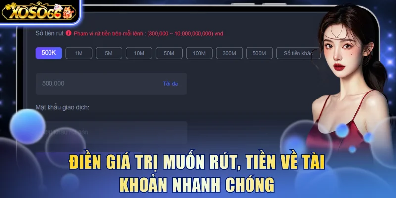 Hướng Dẫn Rút Tiền Xoso66 - Chi Tiết Thực Hiện Dễ Hiểu 6 Xoso66 ⭐️ Trang web chính thức: xoso66.com Điền giá trị muốn rút, tiền về tài khoản nhanh chóng